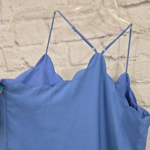 J.Crew Blue Scalloped Cami Top Strappy Sleeveless Office Shell Summer Blouse - Picture 9 of 11